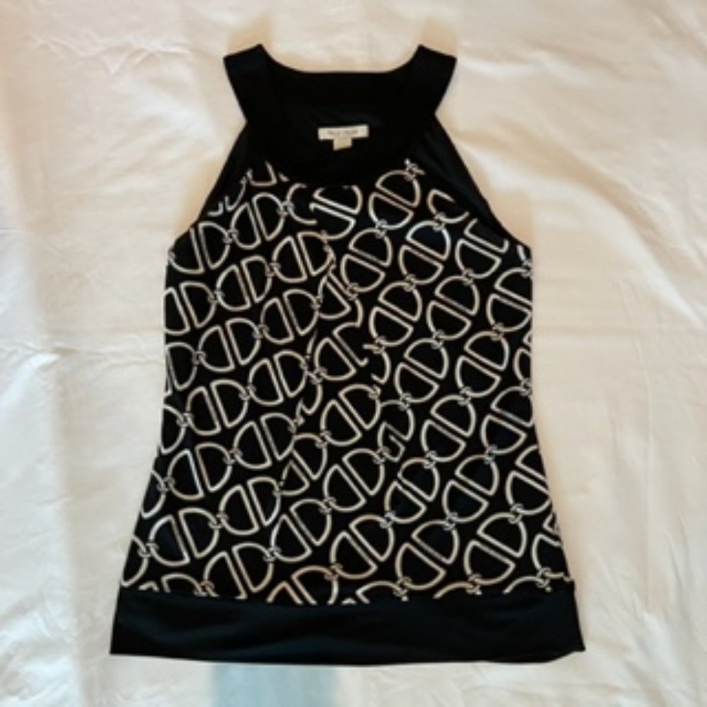 White House Black Market Women's Printed Blouse Sleeveless Medium Chain …